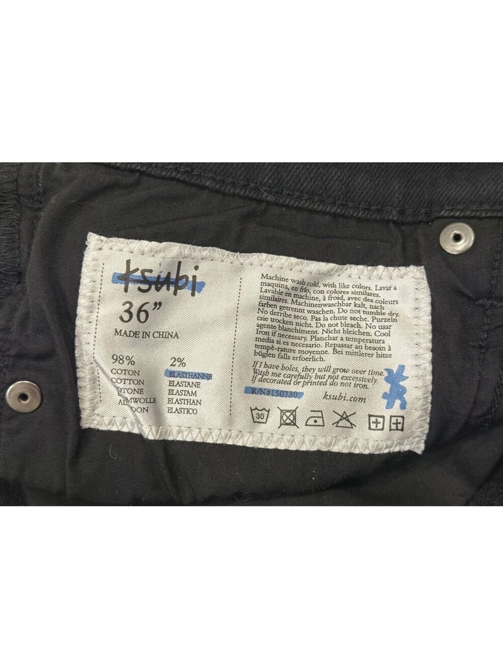 Ksubi Van Winkle Ace Black Slice Ripped Mens 36x30 Faded Distressed Skinny Jeans - Picture 6 of 9